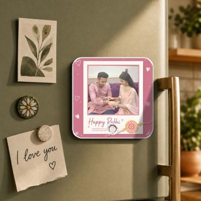 Personalized Rakhi Musical Fridge Magnet  Custom Photo & Voice Message Gift for Brother Sister |Memorable Raksha Bandhan Keepsake